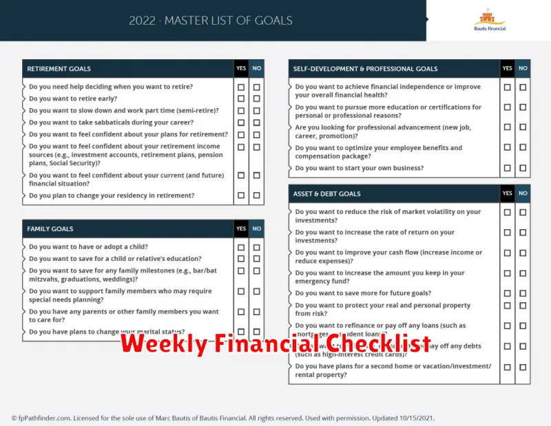 Weekly Financial Checklist